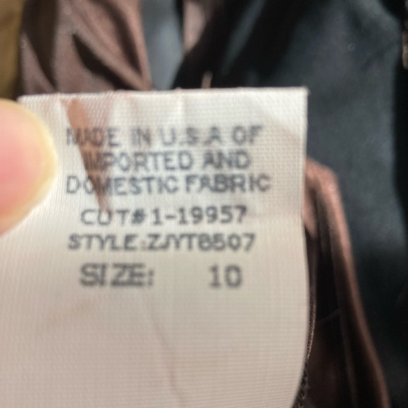 David Meister Brown Beaded Heavy Satin Cocktail Dress Size 10 - Picture 6 of 7